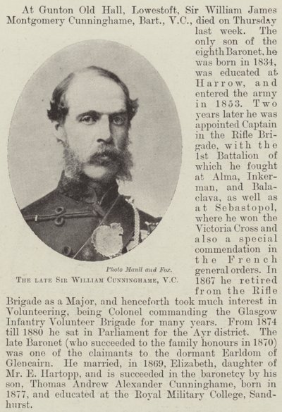 O falecido Sir William Cunninghame, VC de English Photographer