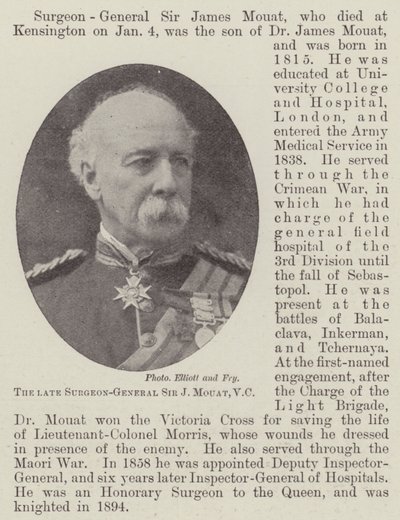 O falecido cirurgião-geral Sir J Mouat, VC de English Photographer