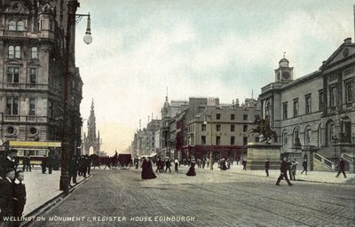 Wellington Memorial and Register House, Edinburgh (foto a cores) de English Photographer