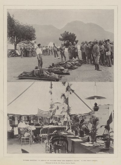 Hospital Wynberg, Chegada dos Feridos da Coluna Lord Roberts, a Biblioteca de Campo de English Photographer
