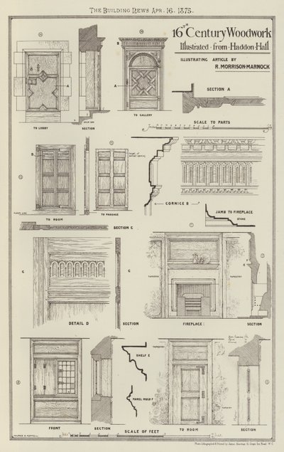 Carpintaria do século XVI, ilustrada a partir de Haddon Hall (gravura) de English School