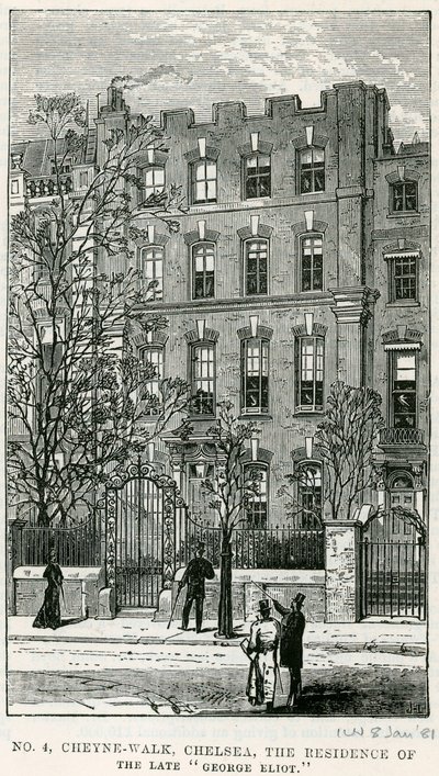 4 Cheyne Walk, Chelsea, a residência do falecido George Eliot de English School