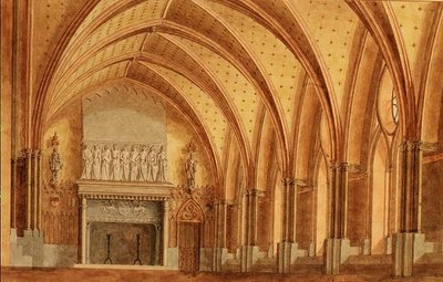 A Baronial Hall, c.1840 (aguarela) de English School