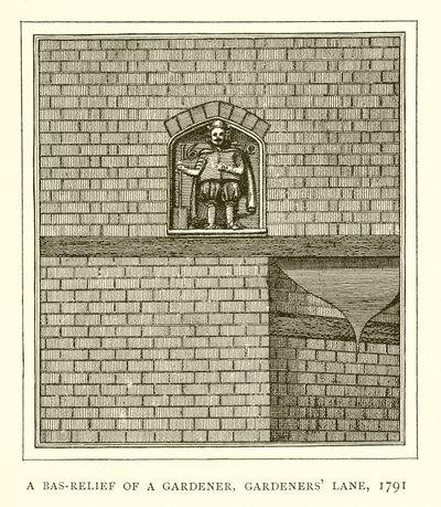 Um baixo-relevo de um jardineiro, Gardeners Lane, 1791 de English School