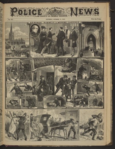 "A CHELSEA GHOST.", Illustrated Police News, 21 de outubro de 1882 (papel de jornal) de English School