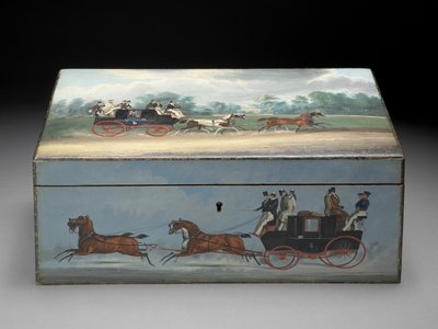Uma caixa de charutos pintada com cenas de estampas de Taglioni, c.1840 (óleo sobre madeira frutífera) (veja 285536 para ver de trás) de English School