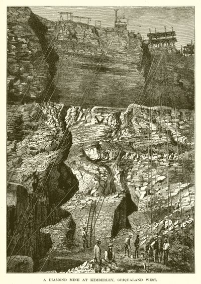 Uma mina de diamantes em Kimberley, Griqualand West de English School