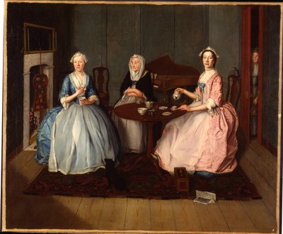 Uma família em um interior tomando chá, c.1740 de English School