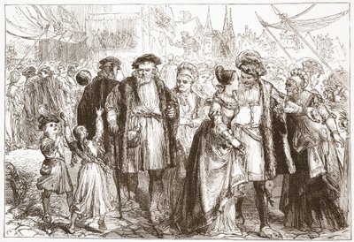 Um dia de gala em Nuremberg: Tempo, décimo sexto século, ilustração da história do protestantismo por James Aitken Wylie (1808-1890), bar. 1878 de English School