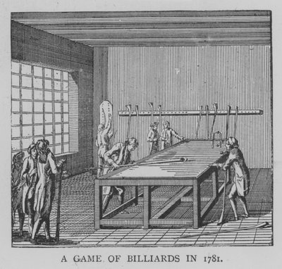 Um Jogo de Bilhar em 1781 (gravura) de English School
