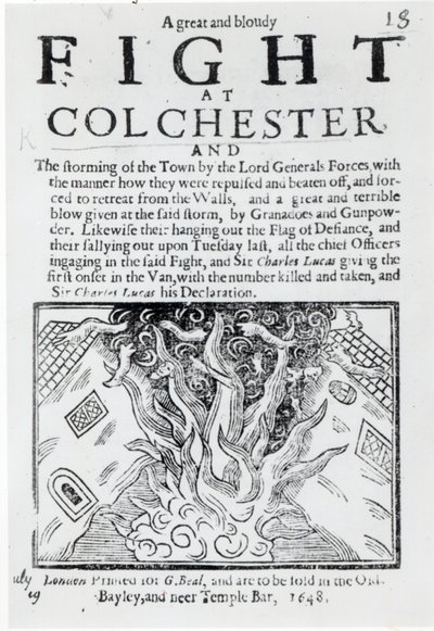 Uma Grande e Bloudy Fight em Colchester, impressa em 1648 de English School