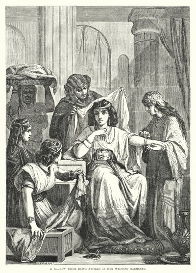Uma Noiva Hebraica vestida com seus trajes de noiva (gravação) de English School