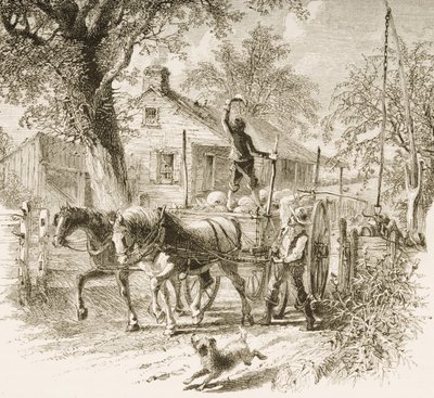 A Homestead em Kansas, da &39;American Pictures&39;, publicado pela The Religious Tract Society, 1876 de English School