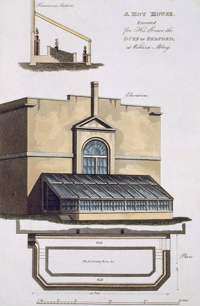 Uma casa quente executada por sua graça, o duque de Bedford na Abadia de Woburn, 1806 de English School