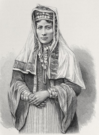 Uma mulher curda, de "The History of Mankind", Vol.III, do Prof. Friedrich Ratzel, 1898 (gravura) de English School