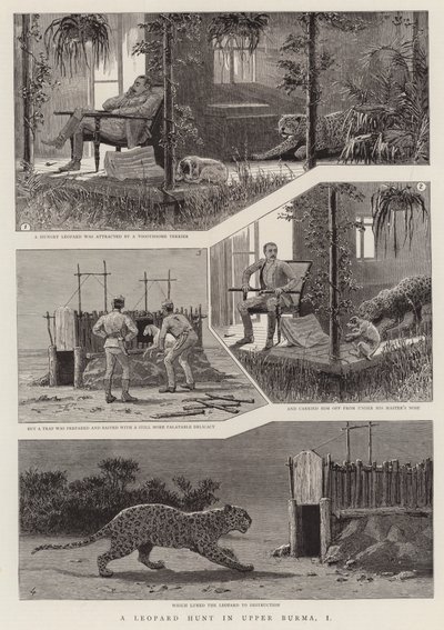 A Leopard Hunt in Upper Burma, I (gravura) de English School