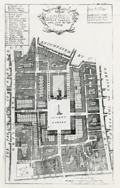 Um Mapa da Paróquia de São Paulo Covent Garden retirado da última pesquisa de English School