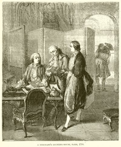 Uma Casa de Contadores de Comerciantes, Paris, 1790 de English School