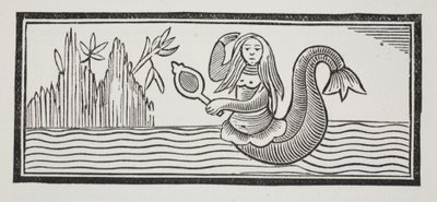 Uma sereia, que indica a destruição aos navegantes, ilustração de Chap-books do século XVIII por John Ashton, pub. 1882 de English School