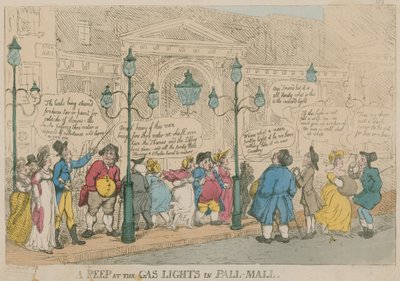 Uma espreitadela nas luzes de gás em Pall Mall, Londres de English School