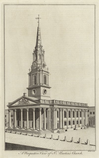 Uma vista em perspectiva da Igreja St Martins, em Londres de English School