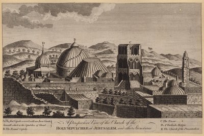 Uma Perspectiva da Igreja do Santo Sepulcro em Jerusalém, e outras Estruturas (gravura) de English School