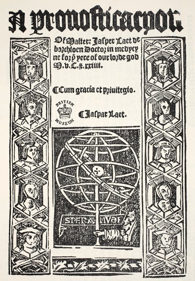 Um prognóstico, por Jasper Laet (fl.1485-1532), impresso por R. Bankes, 1524 de English School