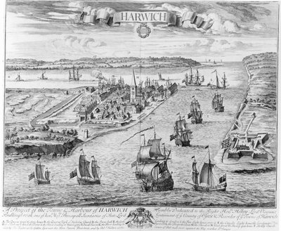 Uma perspectiva da cidade e do porto de Harwich de English School