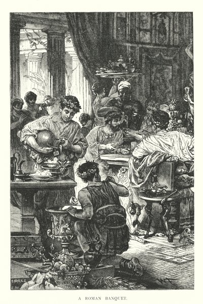 Um banquete romano (gravura) de English School