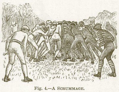 Um Scrummage, ilustração para o livro de Cassells dos esportes e dos passatempos, c.1890 de English School