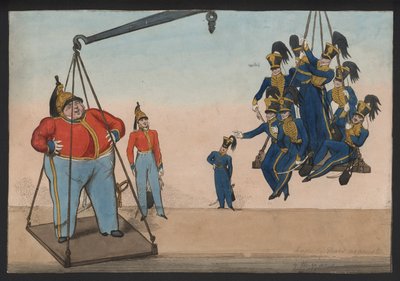 Um Filho de Marte contra Sete Hussardos (gravura colorida) de English School