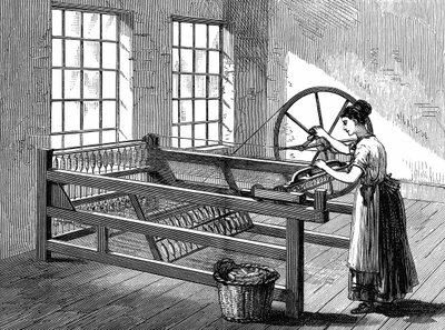 A Spinning Jenny, c.1880 (gravura em madeira) de English School