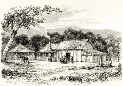 A Squatter&39;s Station, c.1880, de &39;Australian Pictures&39;, de Howard Willoughby, publicado pela Religious Tract Society, Londres, 1886 de English School