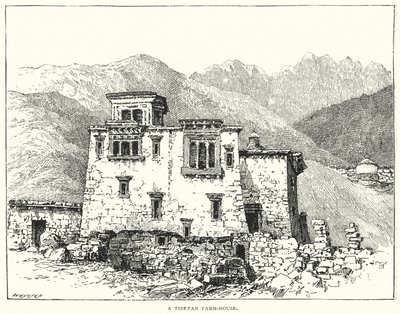 Uma Casa de Campo Tibetana (gravura) de English School