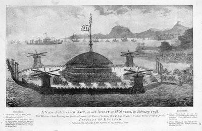 Uma vista da jangada francesa em St. Malo, fevereiro de 1798 (aquatint) de English School