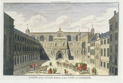 Uma vista do Guild Hall da cidade de Londres, da história de Londres, c18th tarde de English School