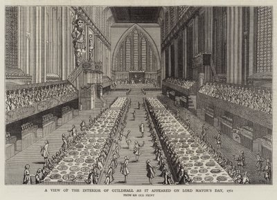 Uma Vista do Interior de Guildhall como apareceu no Dia do Senhor Prefeito de English School