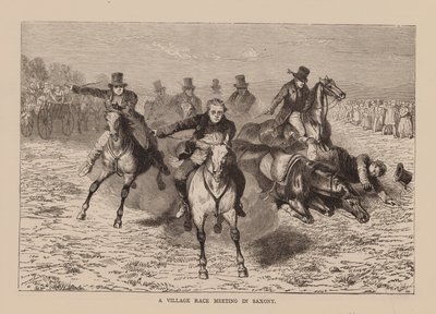 Uma corrida de aldeia na Saxónia (gravura) de English School
