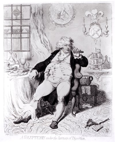 Um Voluptuary sob os horrores da digestão, publicado em 1792 de English School
