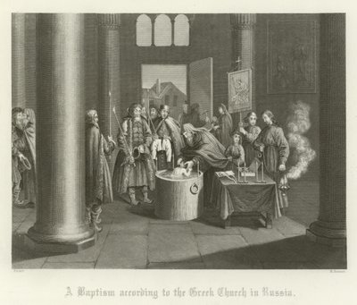 Um batismo de acordo com a igreja grega na Rússia de English School