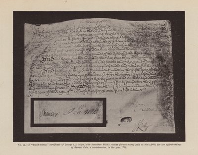 Um certificado de "dinheiro de sangue" de Jorge I." (litografia) de English School