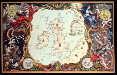 Uma carta que mostra os vários locais de acção entre as frotas inglesa e espanhola, com os locais onde vários dos navios espanhóis foram destruídos no seu regresso a Espanha, publicada em 1739, por John Pine (gravura colorida à mão) de English School