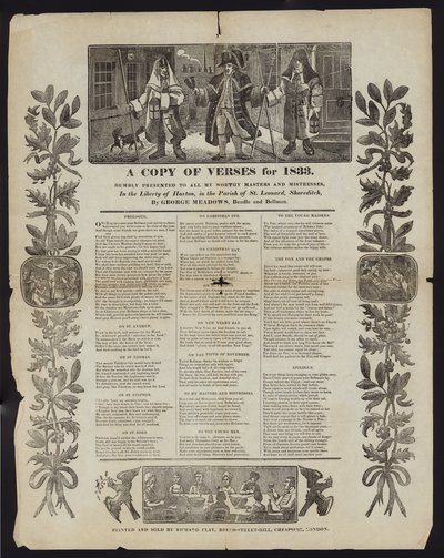 Uma cópia de versos para 1833 de English School