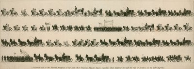 Uma visão correta do cortejo fúnebre de sua falecida e majestosa rainha Caroline ao passar pela cidade de Londres em 14 de agosto de 1821 de English School