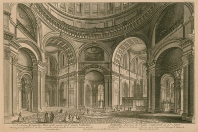 Uma visão curiosa perspectiva do interior da Catedral de St Pauls, em Londres de English School
