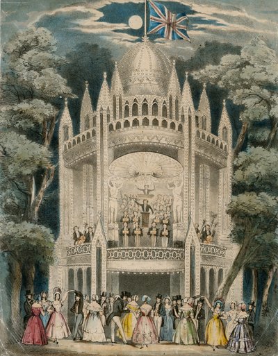 Uma dança no Vauxhall Gardens, Londres de English School