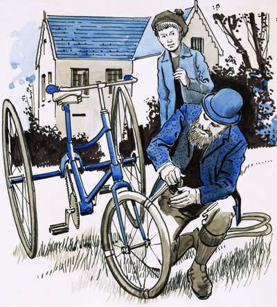 Uma mangueira de jardim fornecido John Dunlop com um passeio de bicicleta suave de English School