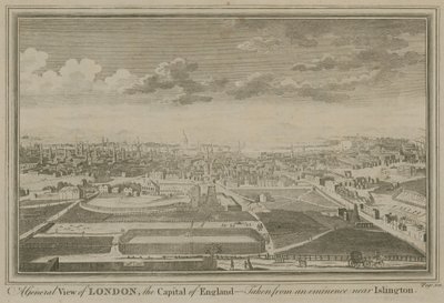 Uma visão geral de Londres, a capital da Inglaterra, tirada de uma eminência perto de Islington de English School