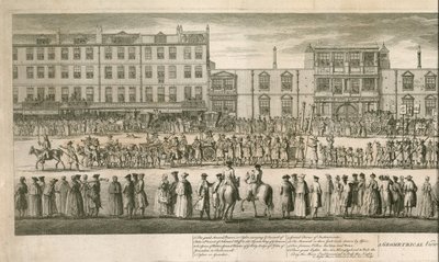 Uma visão geométrica da grande procissão da Scald Miserable Masons, Somerset House, Londres de English School