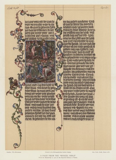 Uma página da Bíblia de Wenzel (litografia a cores) de English School